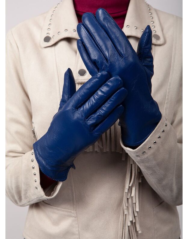 Womens navy deals leather gloves